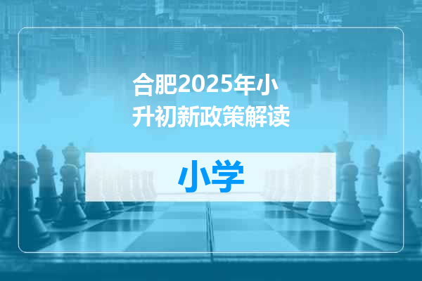 合肥2025年小升初新政策解读