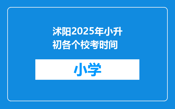 沭阳2025年小升初各个校考时间