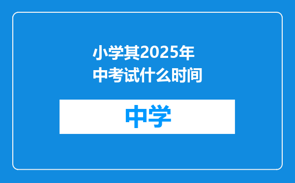 小学其2025年中考试什么时间