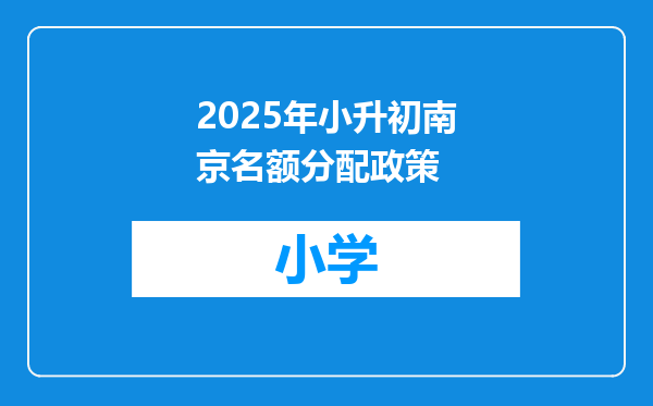 2025年小升初南京名额分配政策