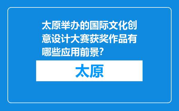 太原举办的国际文化创意设计大赛获奖作品有哪些应用前景？