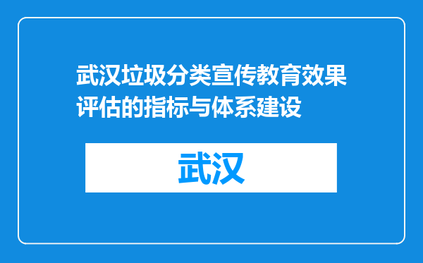 武汉垃圾分类宣传教育效果评估的指标与体系建设