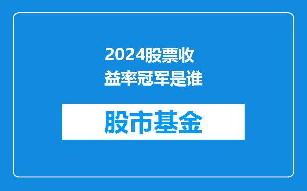 2024股票收益率冠军是谁