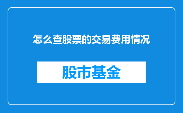 怎么查股票的交易费用情况