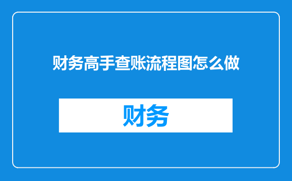 财务高手查账流程图怎么做