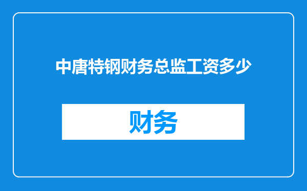 中唐特钢财务总监工资多少