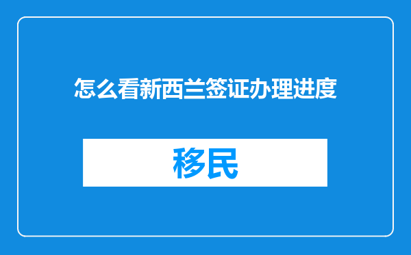 怎么看新西兰签证办理进度