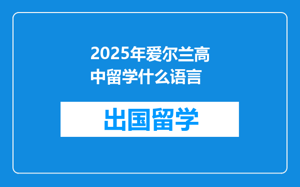 2025年爱尔兰高中留学什么语言