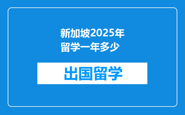 新加坡2025年留学一年多少