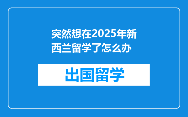 突然想在2025年新西兰留学了怎么办