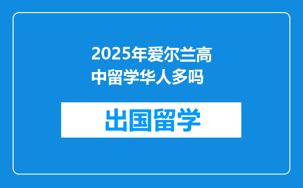 2025年爱尔兰高中留学华人多吗