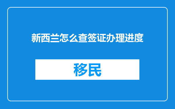 新西兰怎么查签证办理进度