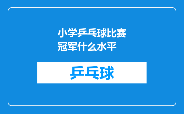 小学乒乓球比赛冠军什么水平