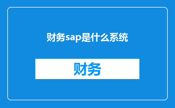 财务sap是什么系统