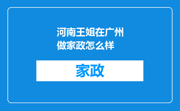 河南王姐在广州做家政怎么样