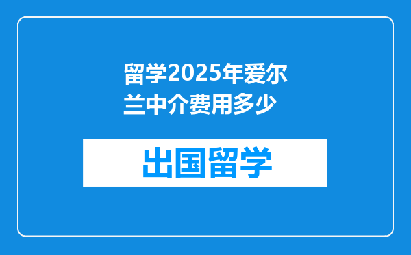 留学2025年爱尔兰中介费用多少