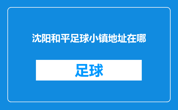 沈阳和平足球小镇地址在哪