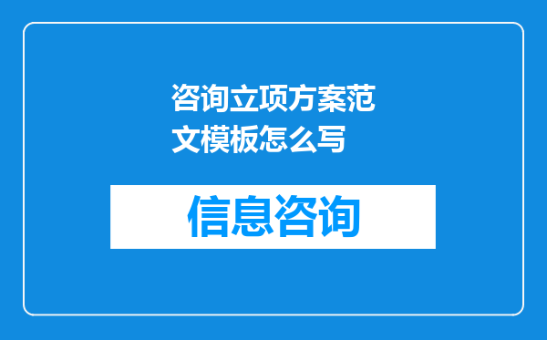 咨询立项方案范文模板怎么写