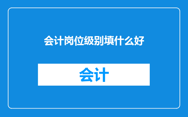 会计岗位级别填什么好
