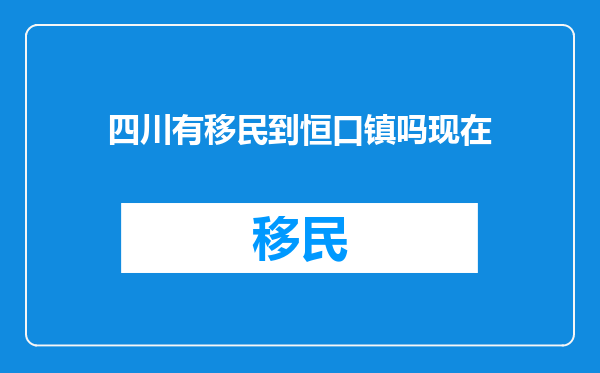 四川有移民到恒口镇吗现在