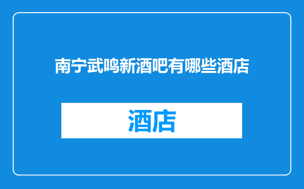 南宁武鸣新酒吧有哪些酒店