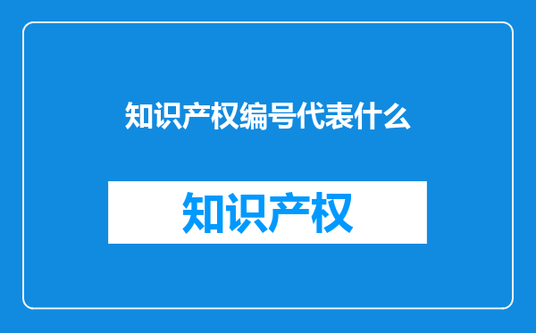 知识产权编号代表什么