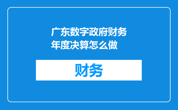 广东数字政府财务年度决算怎么做