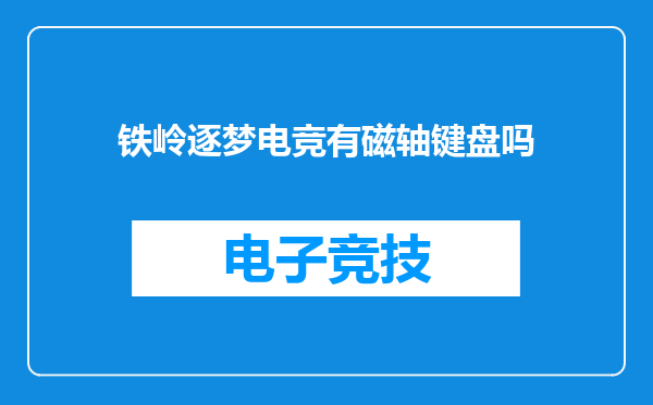 铁岭逐梦电竞有磁轴键盘吗