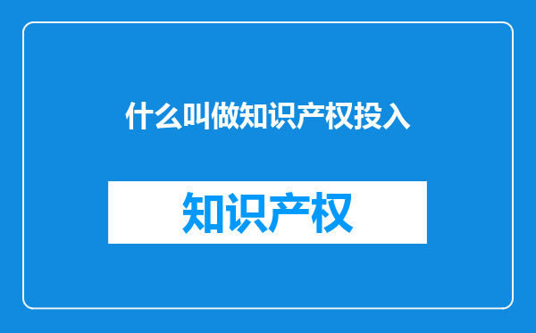 什么叫做知识产权投入