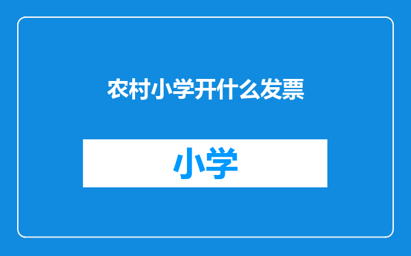 农村小学开什么发票