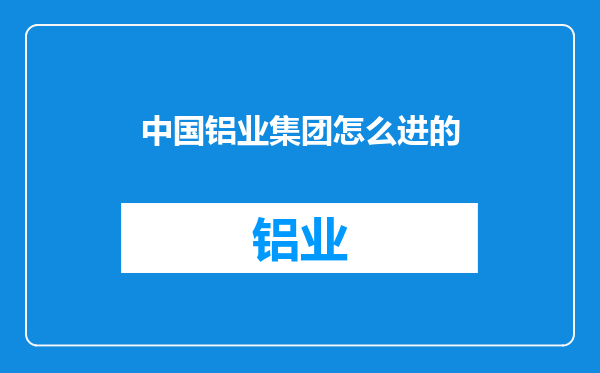 中国铝业集团怎么进的