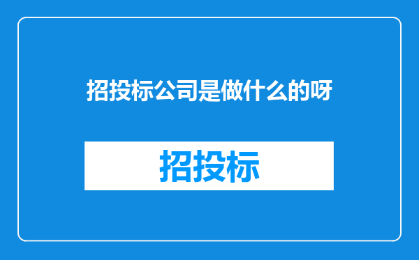 招投标公司是做什么的呀