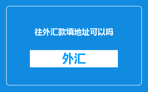 往外汇款填地址可以吗