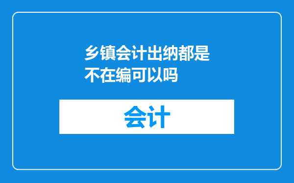 乡镇会计出纳都是不在编可以吗
