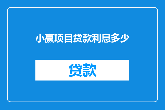 小赢项目贷款利息多少