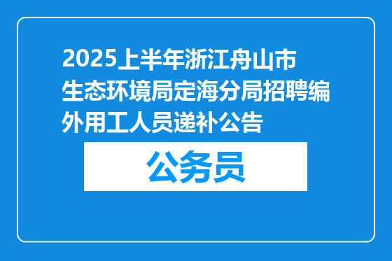 2025上半年浙江舟山市生态环境局定海分局招聘编外用工人员递补公告