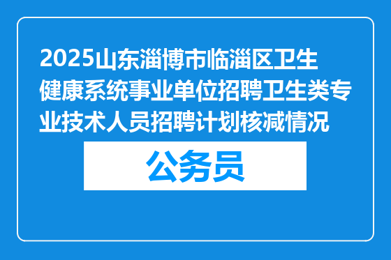 2025山东淄博市临淄区卫生健康系统事业单位招聘卫生类专业技术人员招聘计划核减情况