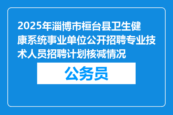 2025年淄博市桓台县卫生健康系统事业单位公开招聘专业技术人员招聘计划核减情况