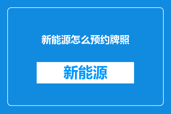 新能源怎么预约牌照