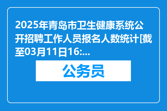 2025年青岛市卫生健康系统公开招聘工作人员报名人数统计[截至03月11日16:30]