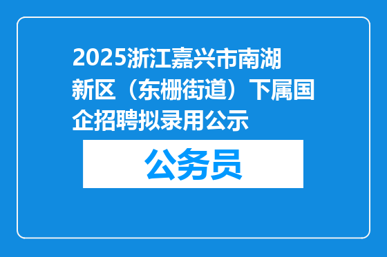2025浙江嘉兴市南湖新区（东栅街道）下属国企招聘拟录用公示