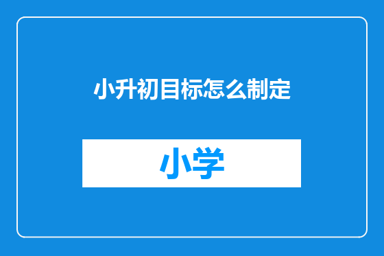 小升初目标怎么制定