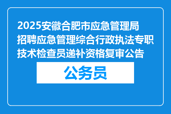 2025安徽合肥市应急管理局招聘应急管理综合行政执法专职技术检查员递补资格复审公告