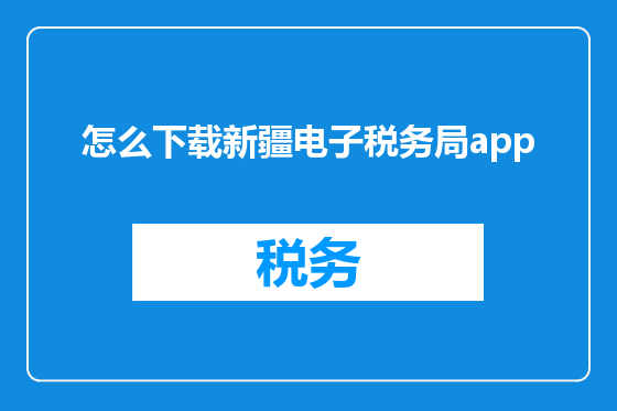 怎么下载新疆电子税务局app