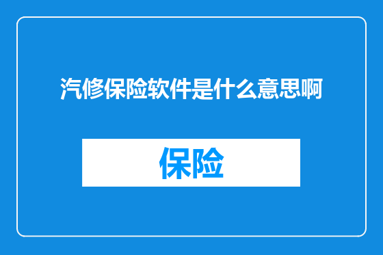 汽修保险软件是什么意思啊