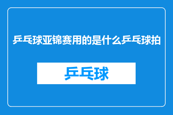 乒乓球亚锦赛用的是什么乒乓球拍