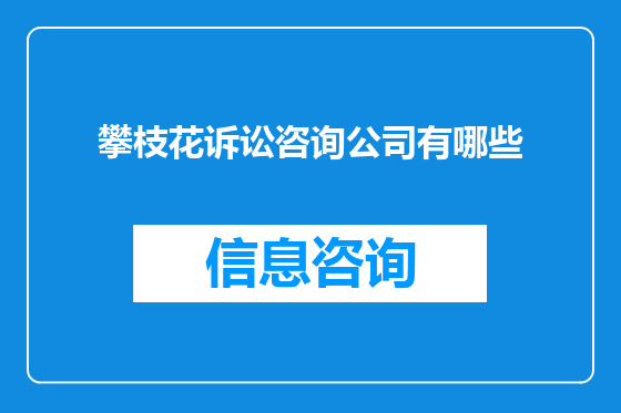 攀枝花诉讼咨询公司有哪些