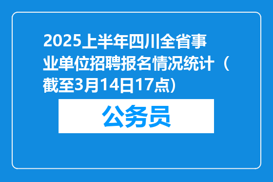 2025上半年四川全省事业单位招聘报名情况统计（截至3月14日17点）