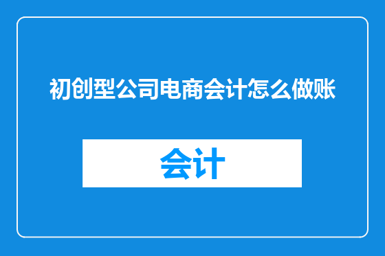 初创型公司电商会计怎么做账