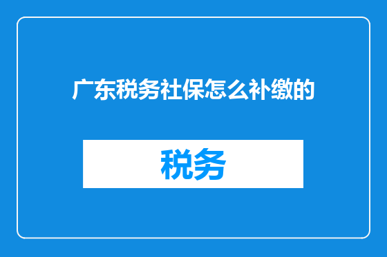 广东税务社保怎么补缴的